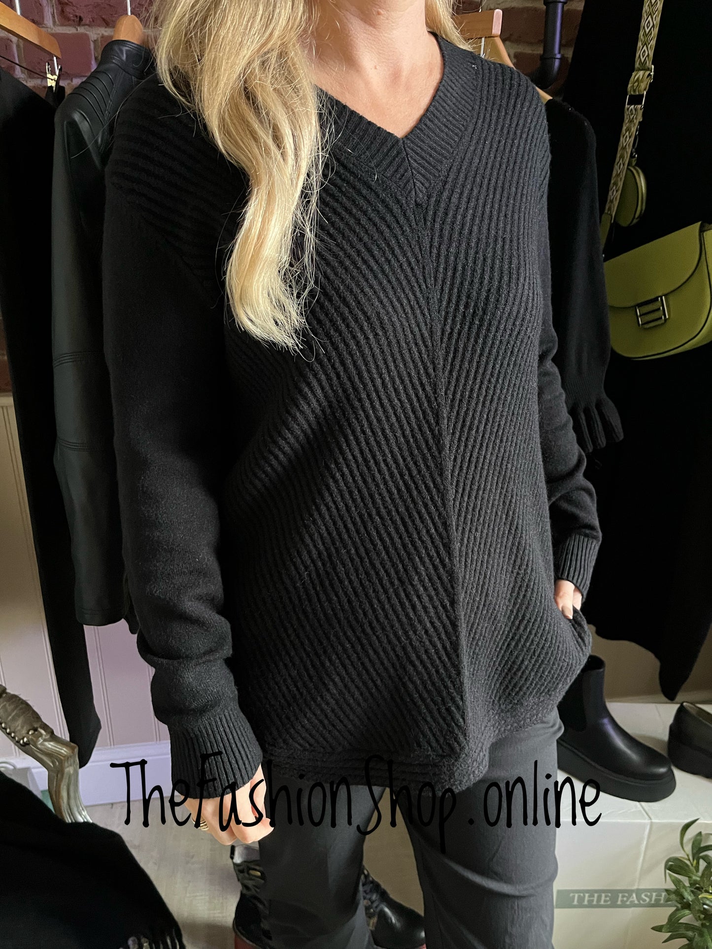 Lydia black cashmere mix jumper 10-16