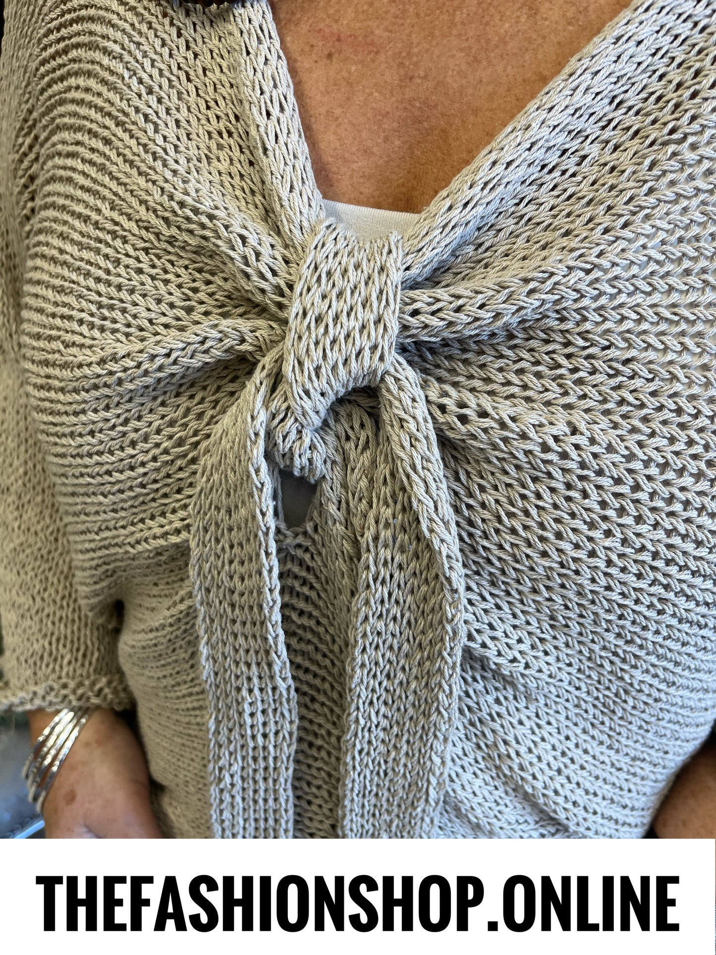 Pamela latte tie front knit 12-20