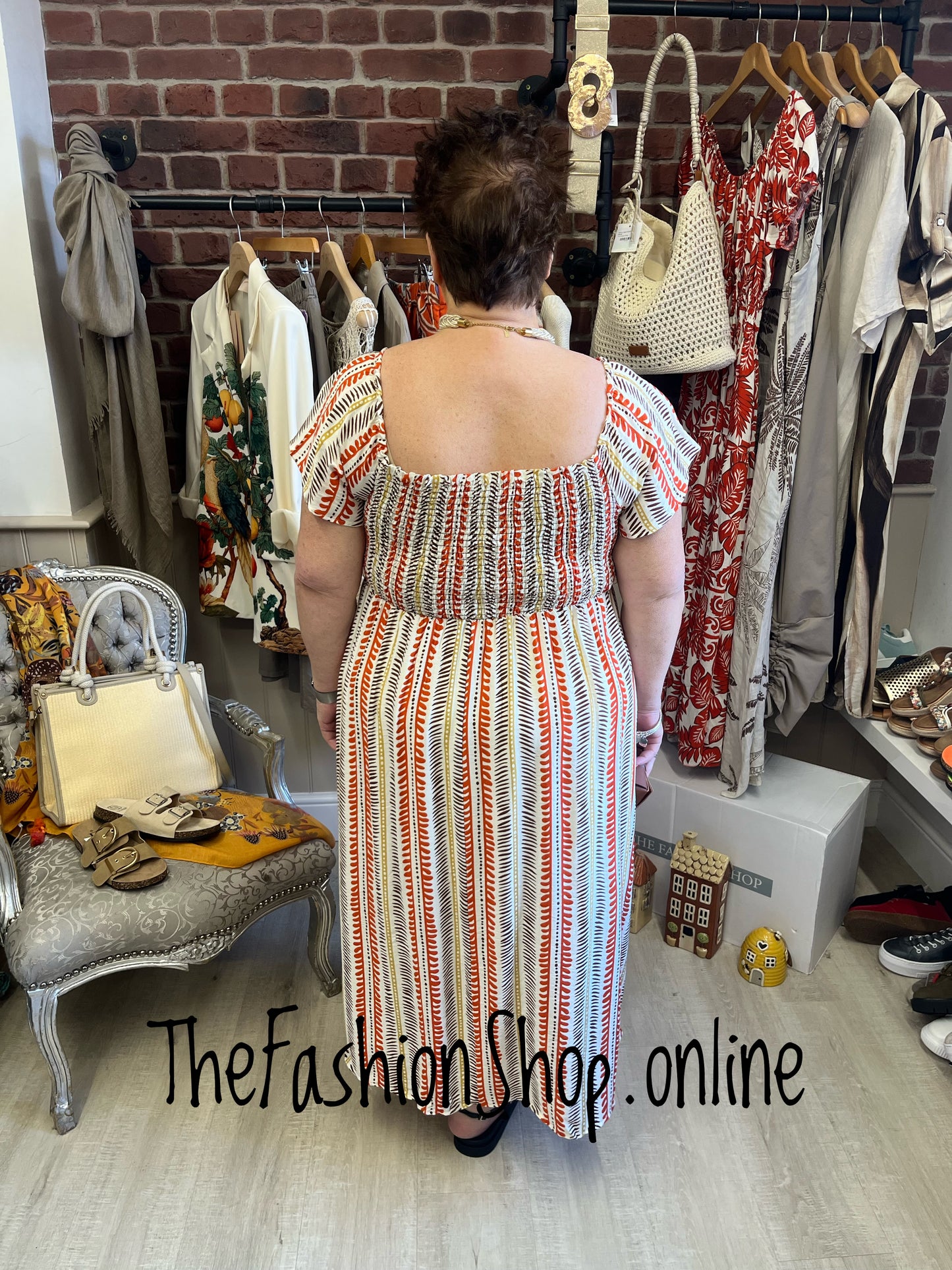 Alana abstract square neck dress sizes 12-18