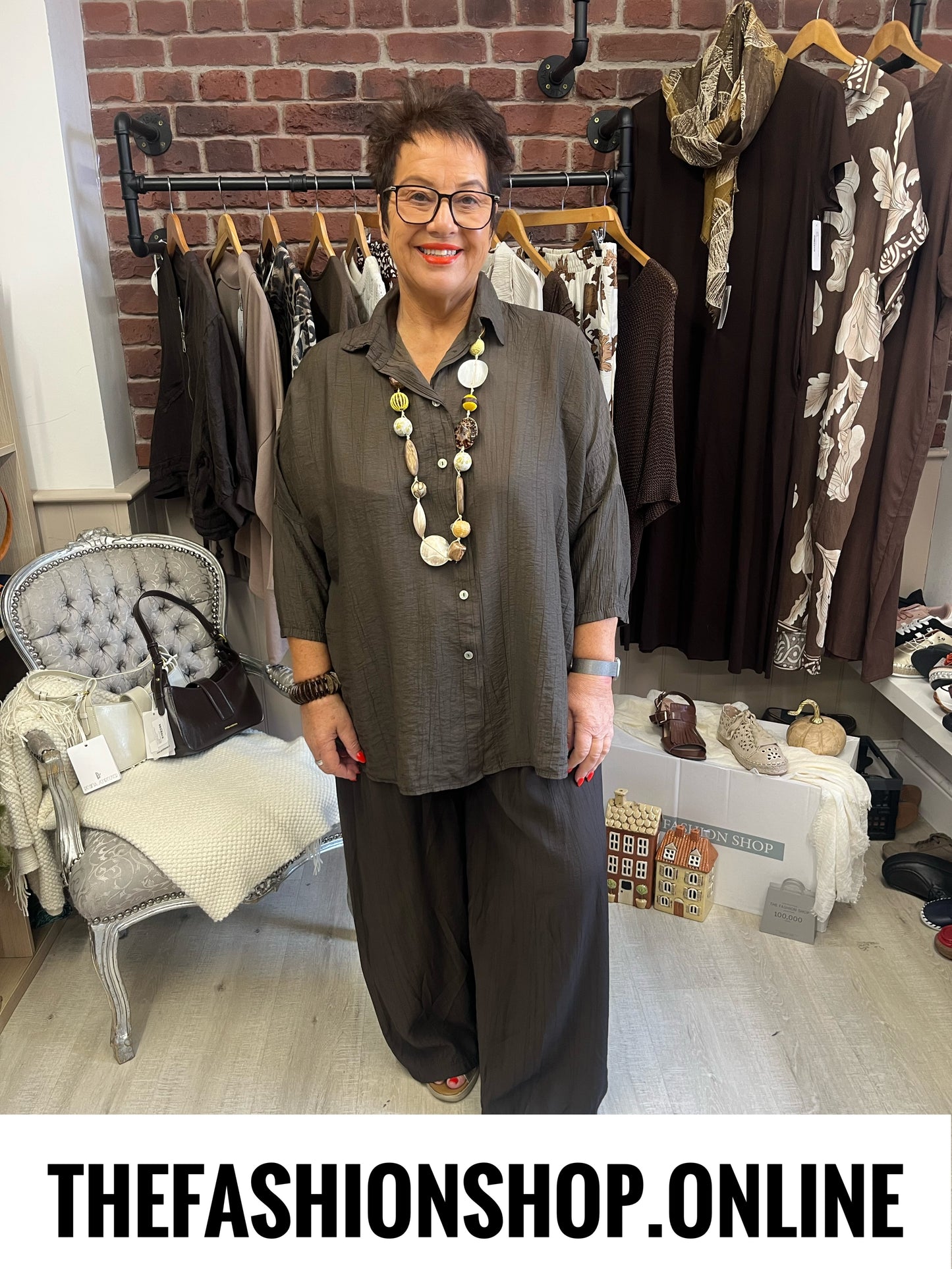 Julia brown textured shirt 14-22