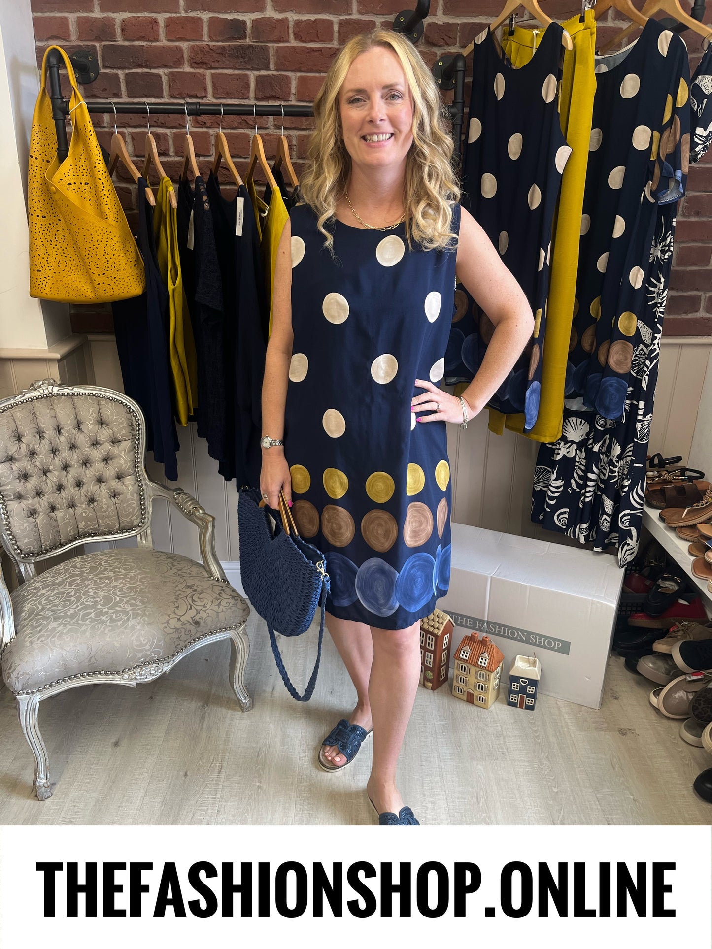 Stella navy spot shift dress 8-14