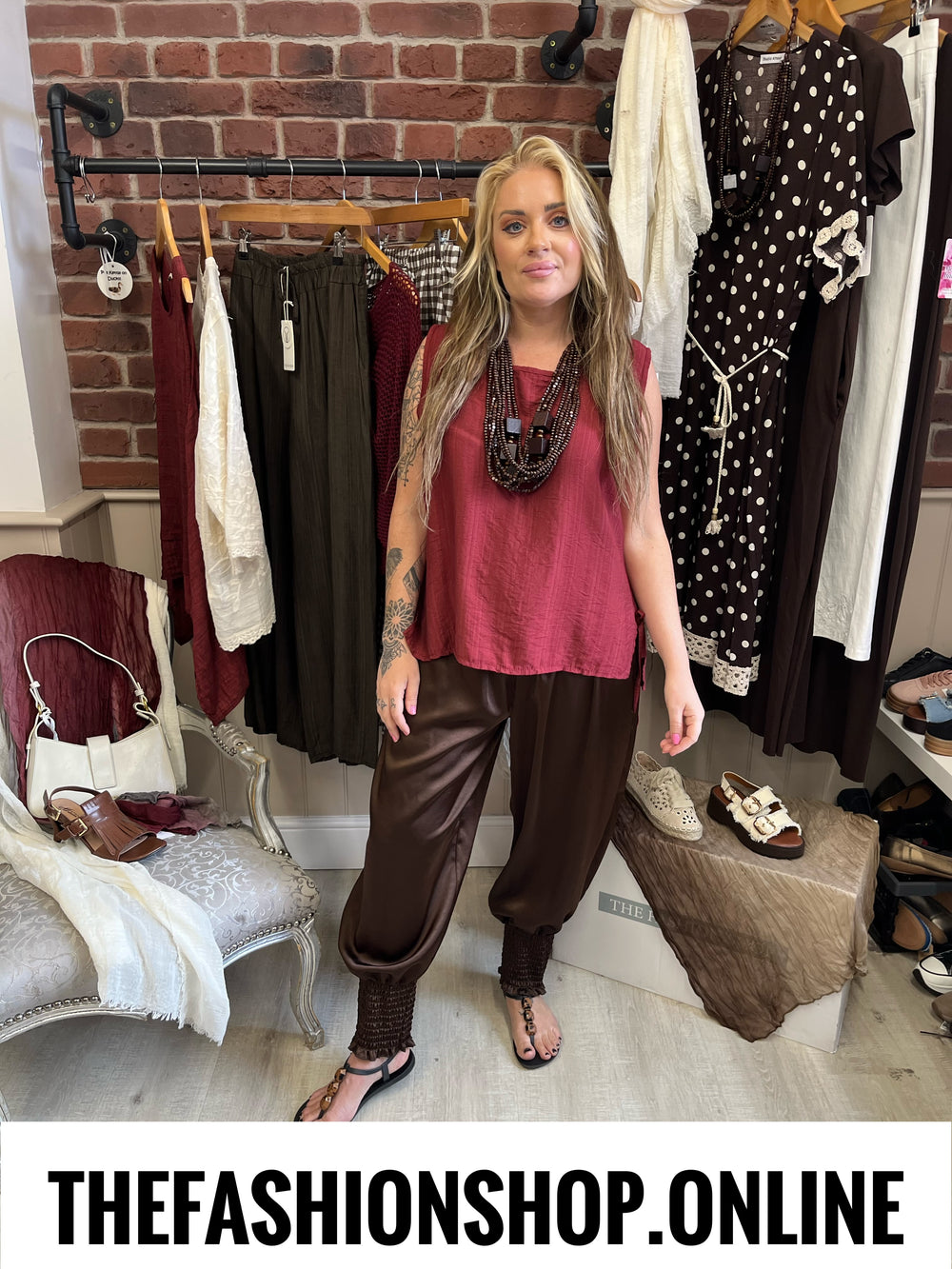 Zuri wine side tie top 8-14