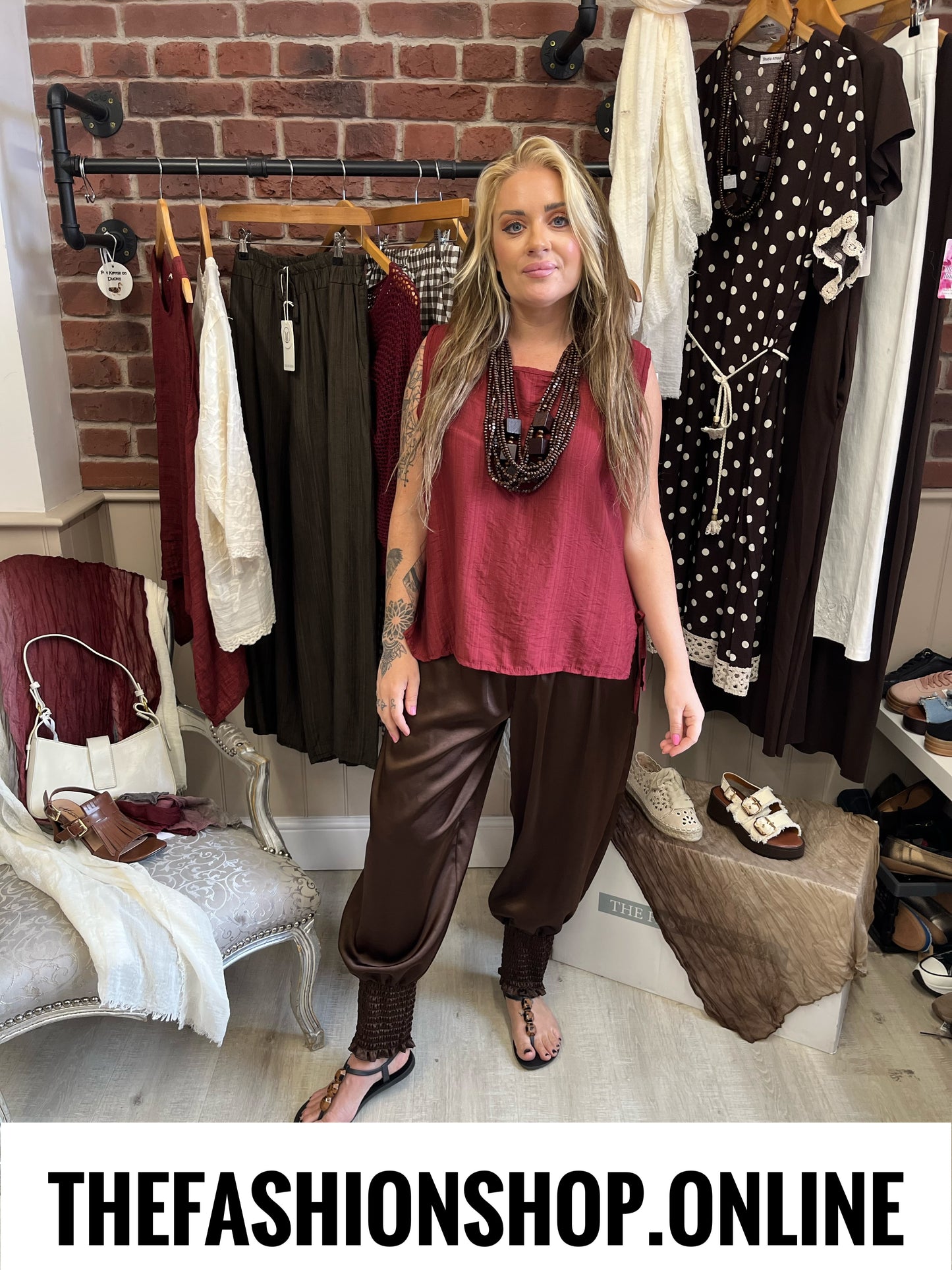 Zuri wine side tie top 8-14
