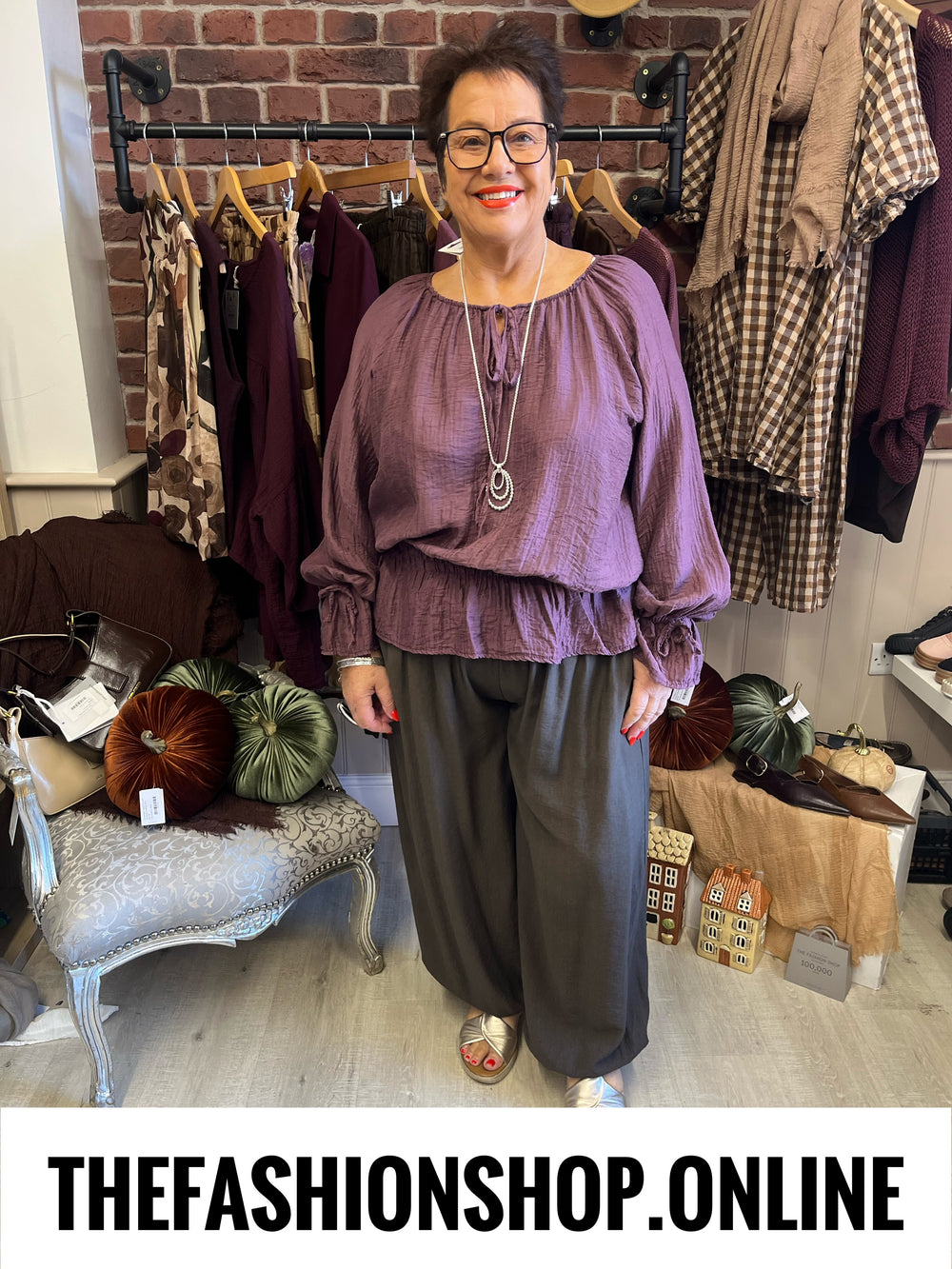 Sophie mulberry frill sleeve top 10-18