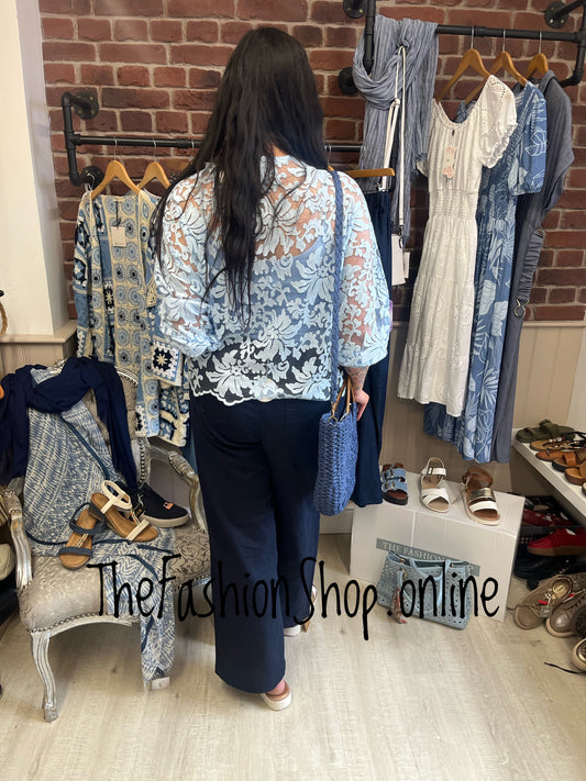 Rosalyn blue lace top 12-18