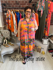 Mandy colourful palm tree summer dress 14-20