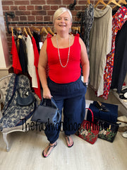 Kali navy back pocket linen trousers 10-18