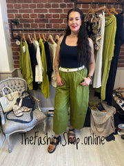 Fly Out lime barrel trousers with belt 8-14