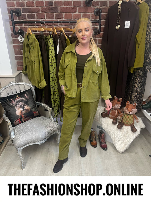 Charlie olive jumbo cord jacket 10-18