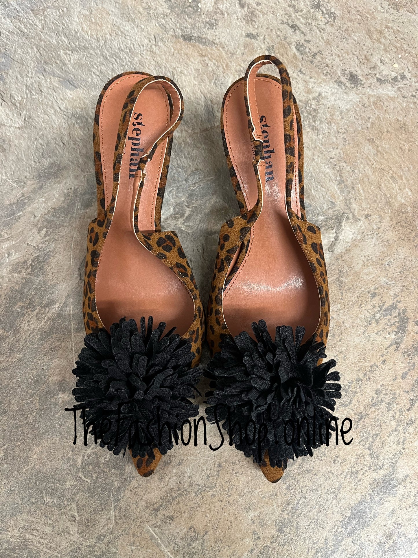 Molly leopard print sling back pompom shoes sizes 3-8 (36-41)