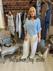 Ella blue crochet layering top 8-12