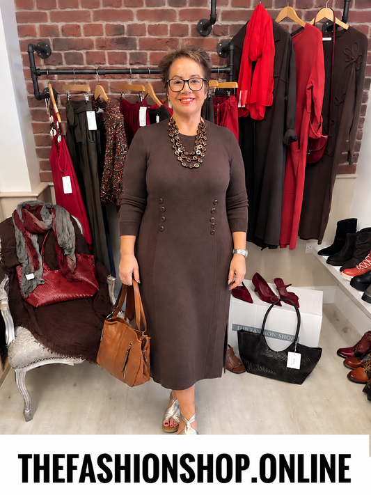 Olivia brown cashmere mix jumper dress sizes 12-14 and 16-18