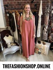 Juliana antique rose linen jumpsuit 12-18