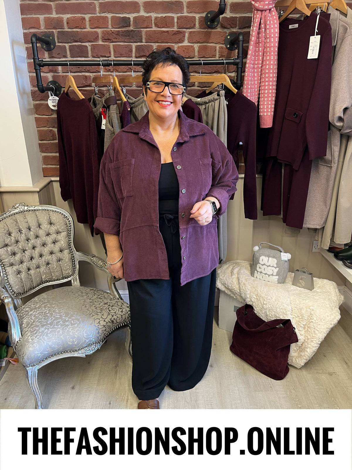 Frankie mulberry cord shacket 12-20