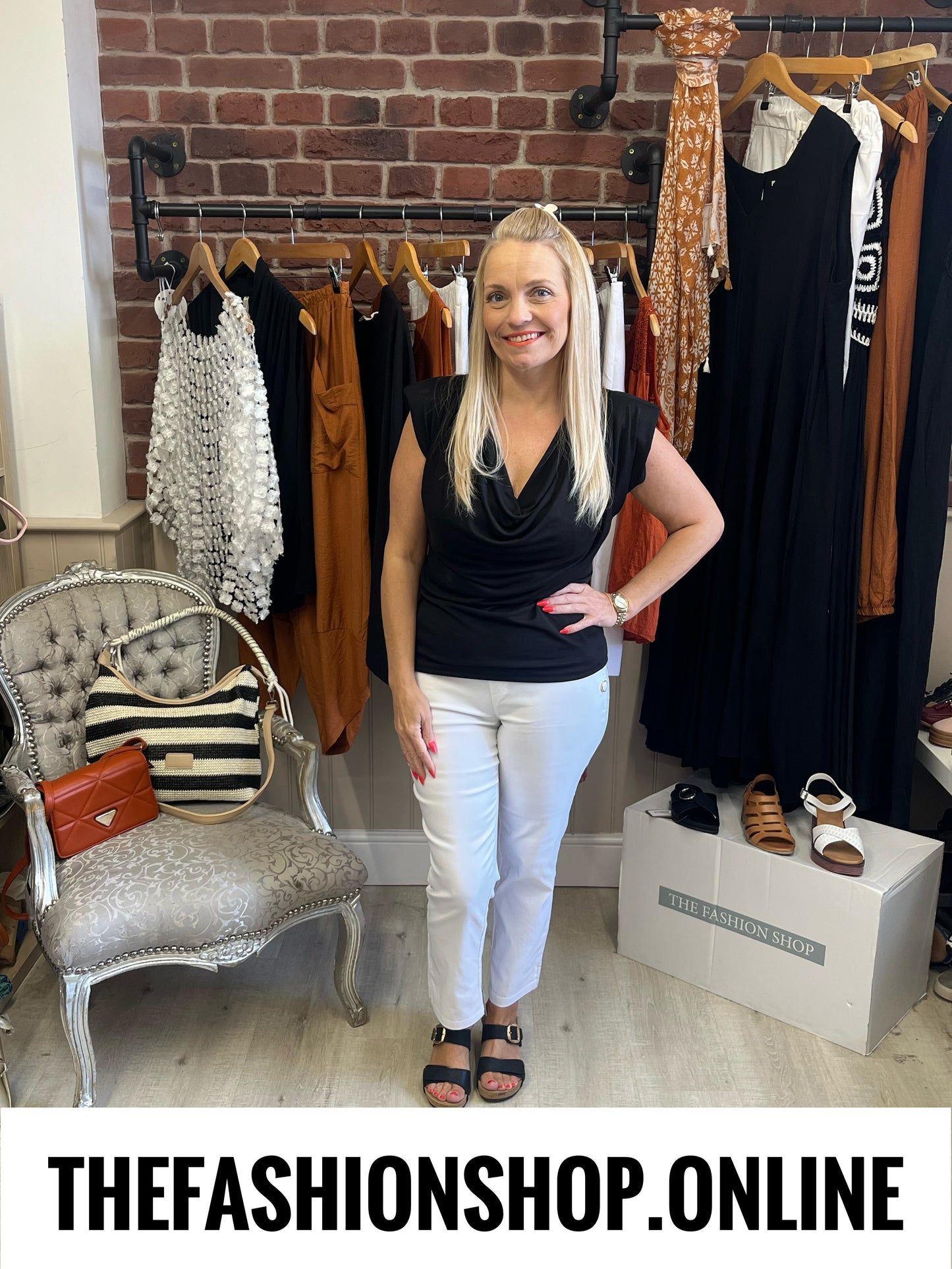 Jocelyn black draped neck top 8-14