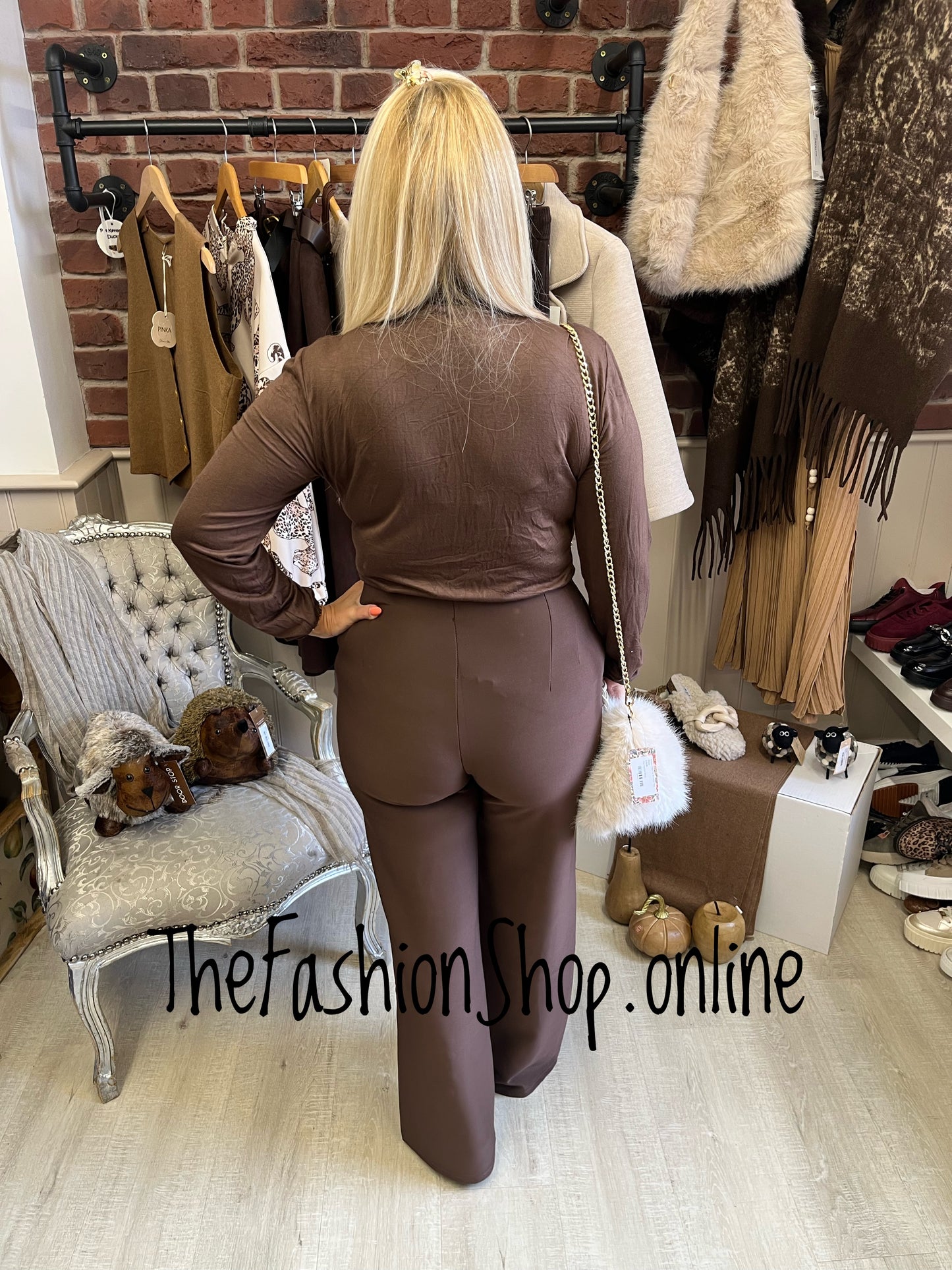 Heidi brown ruffle neck polo 12-16