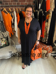 Black V Neck Dress Up Dress Down Dress with side split 16-26