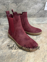 Layla wine faux suede ankle boots sizes 3-8 (36-41)