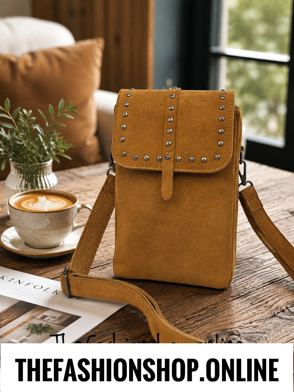 The Cleo Stud Bag in Tan