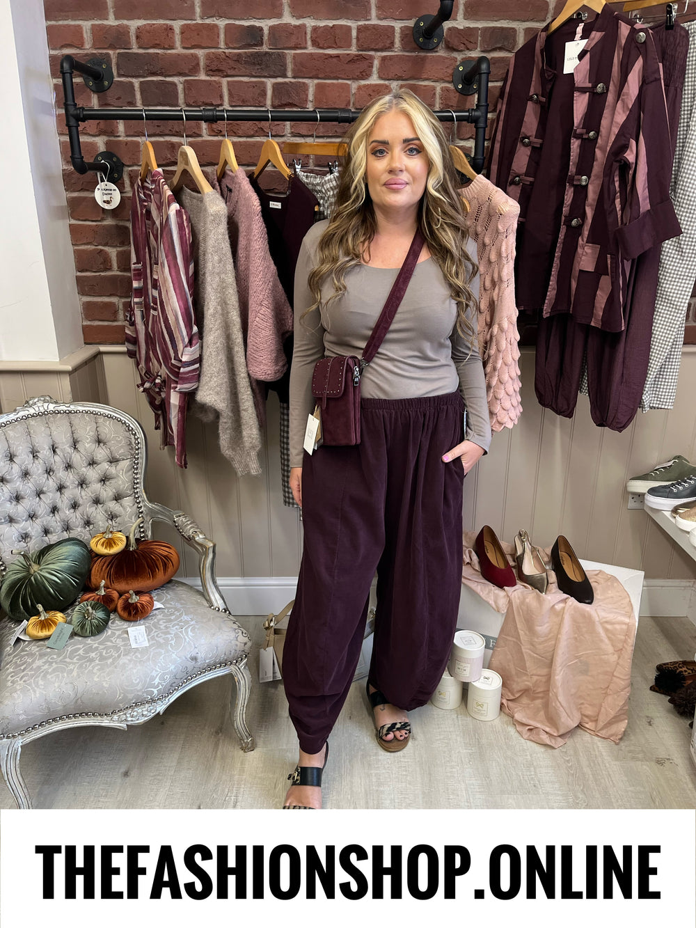 Shelby damson needle cord balloon trousers 10-18