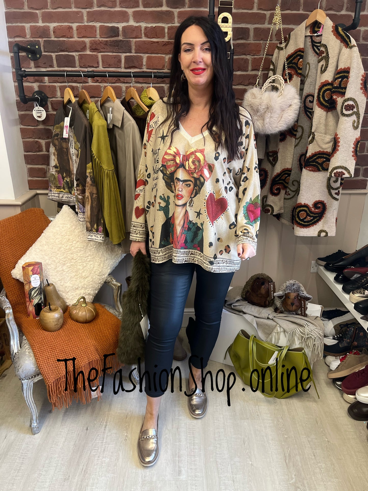 Frida hearts long sleeve shimmer top 18-24