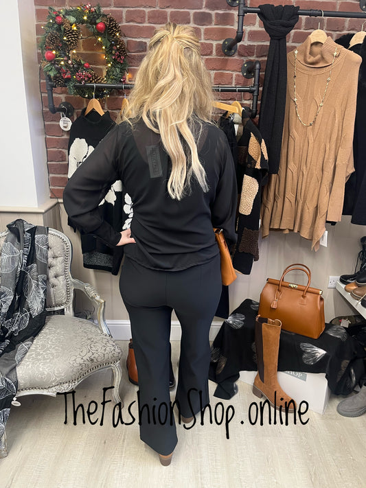 Orla black sheer tie front blouse 8-14