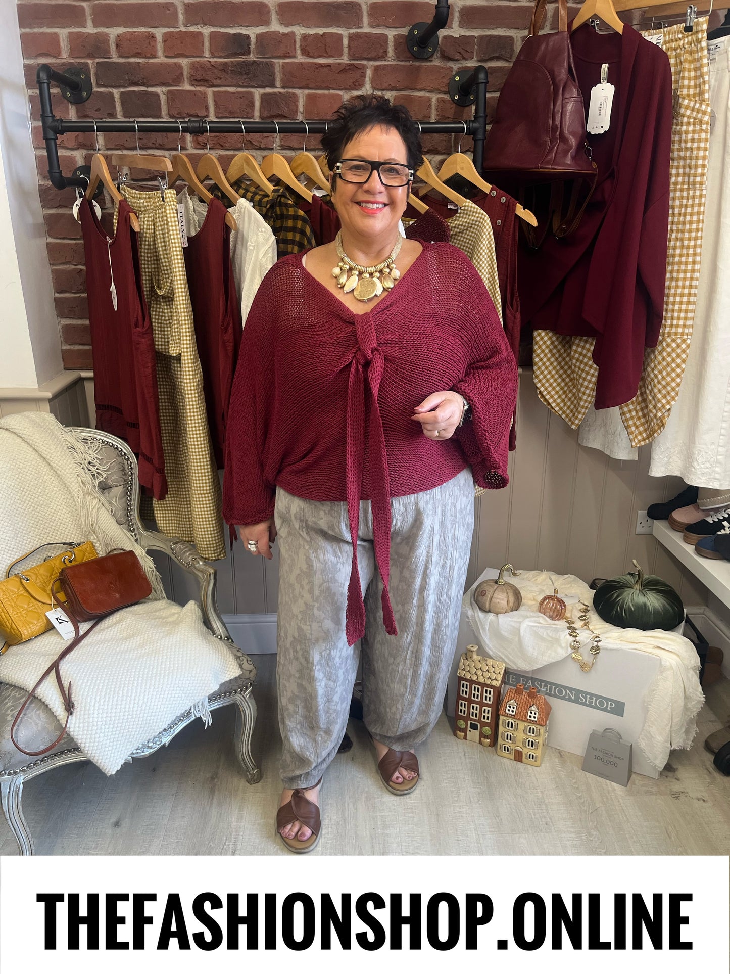 Pamela wine tie front knit 12-20
