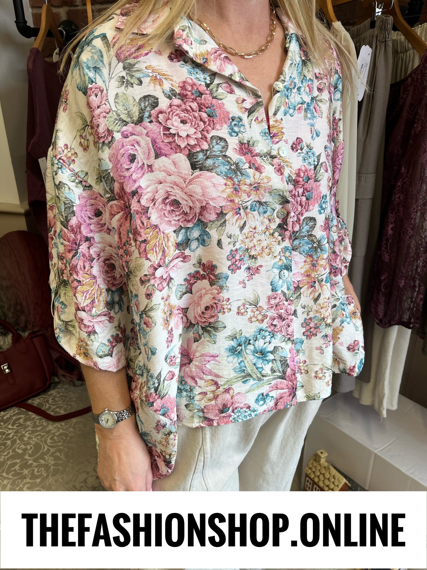 Trinny pink floral tapestry blouse 12-20