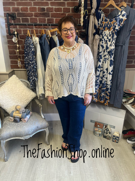 Tanya beige crochet layering top 12-18