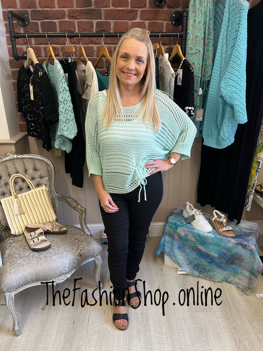 Sonia aqua crochet layering top 8-16