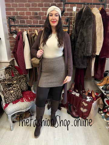 Milan brown longline cardigan 8-16