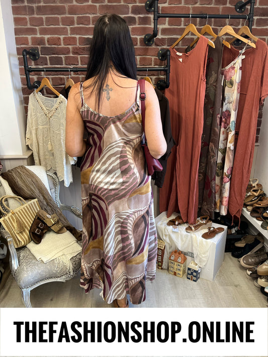 Macie abstract patterned strappy dress 10-16