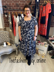 Lexi navy printed summer dress sizes 10-18