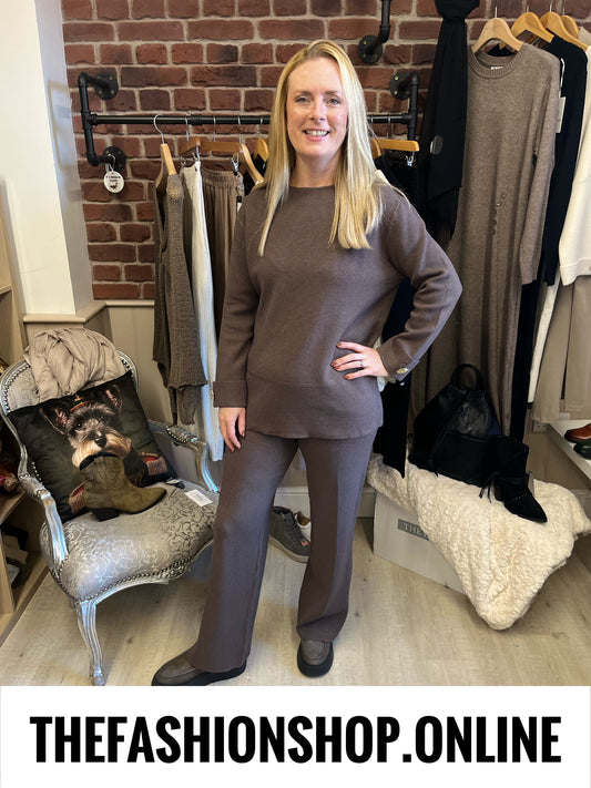 Rachel Mocha cashmere mix co-ord 10-16