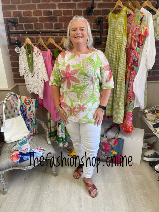 Heather exotic top lime and pink 16-22