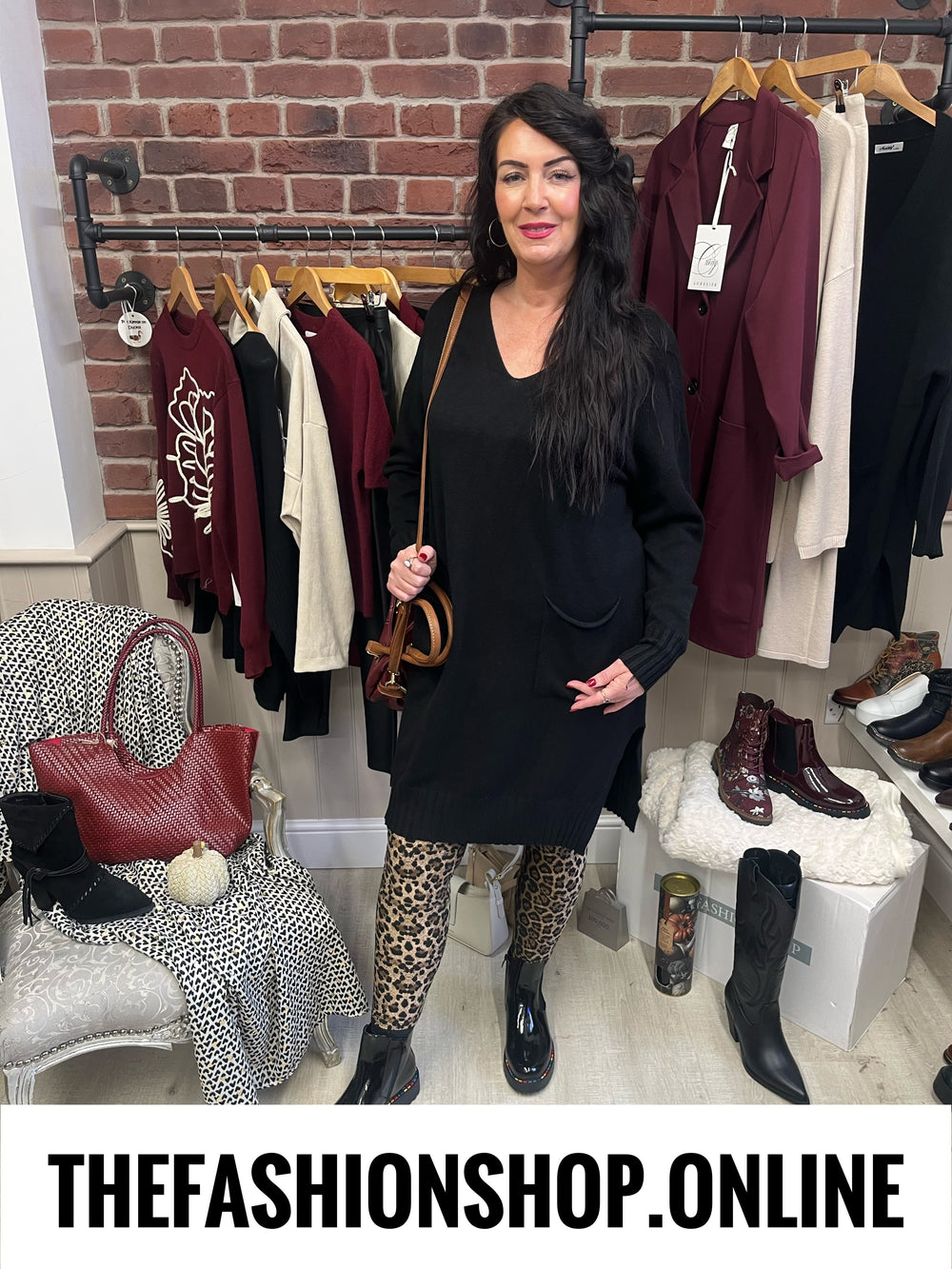 Maya black V neck jumper dress 12-18