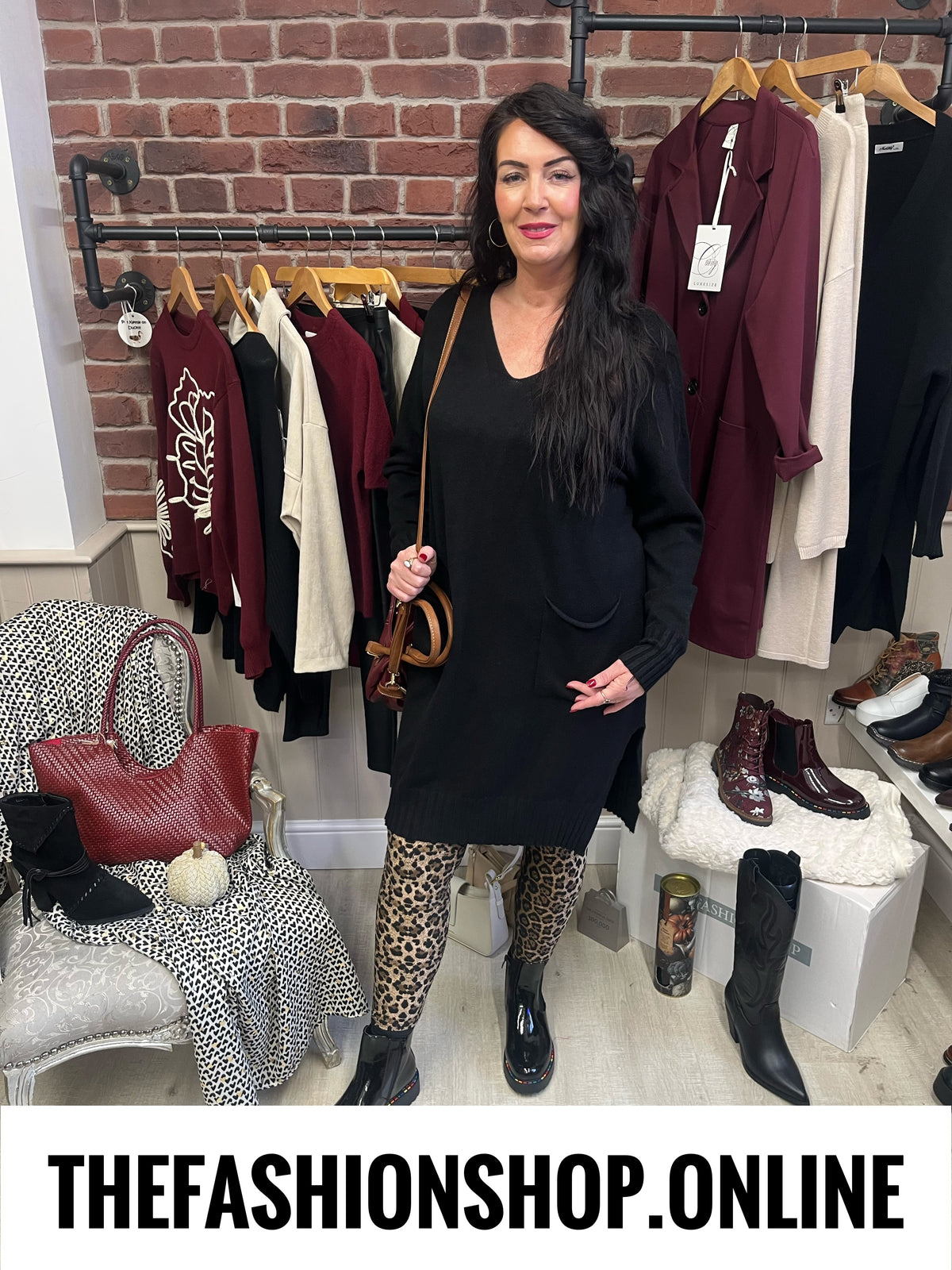 Maya black V neck jumper dress 12-18