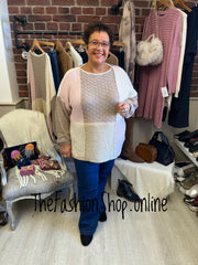 Casey pink and beige patch jumper 12-22