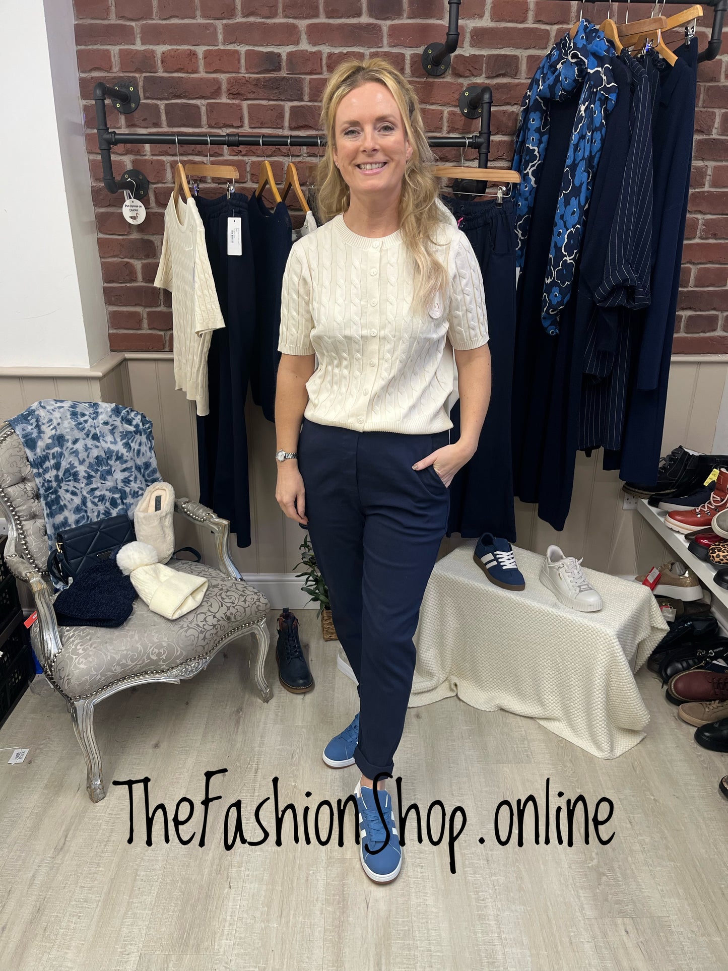 Jasmine cream cable knit button top 8-16