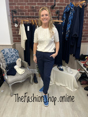 Jasmine cream cable knit button top 8-16