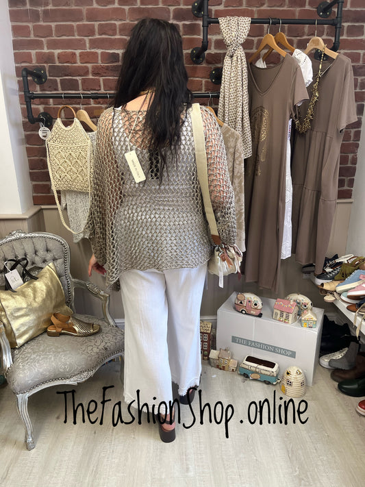 Hayley white linen mix enzyme wash wide leg trousers 10-16