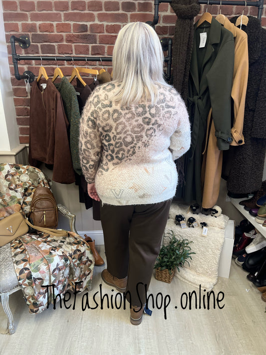 Amanda leopard print gold fleck jumper 12-18