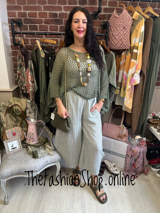 Evelyn khaki crochet layering top 14-22