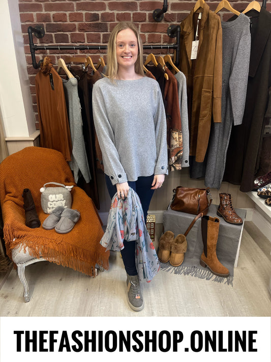 Riley grey cashmere mix jumper 10-16