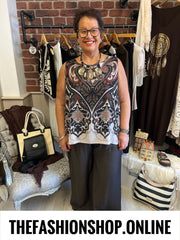 Anthea brown patterned layered top 16-20