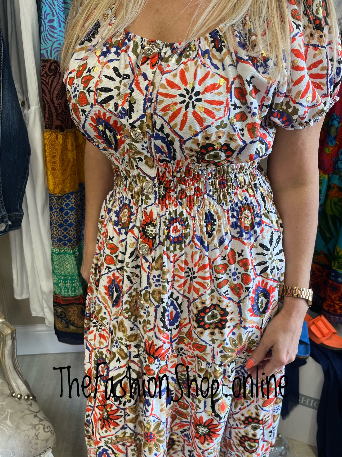 Avril boho print gypsy midi dress 8-16