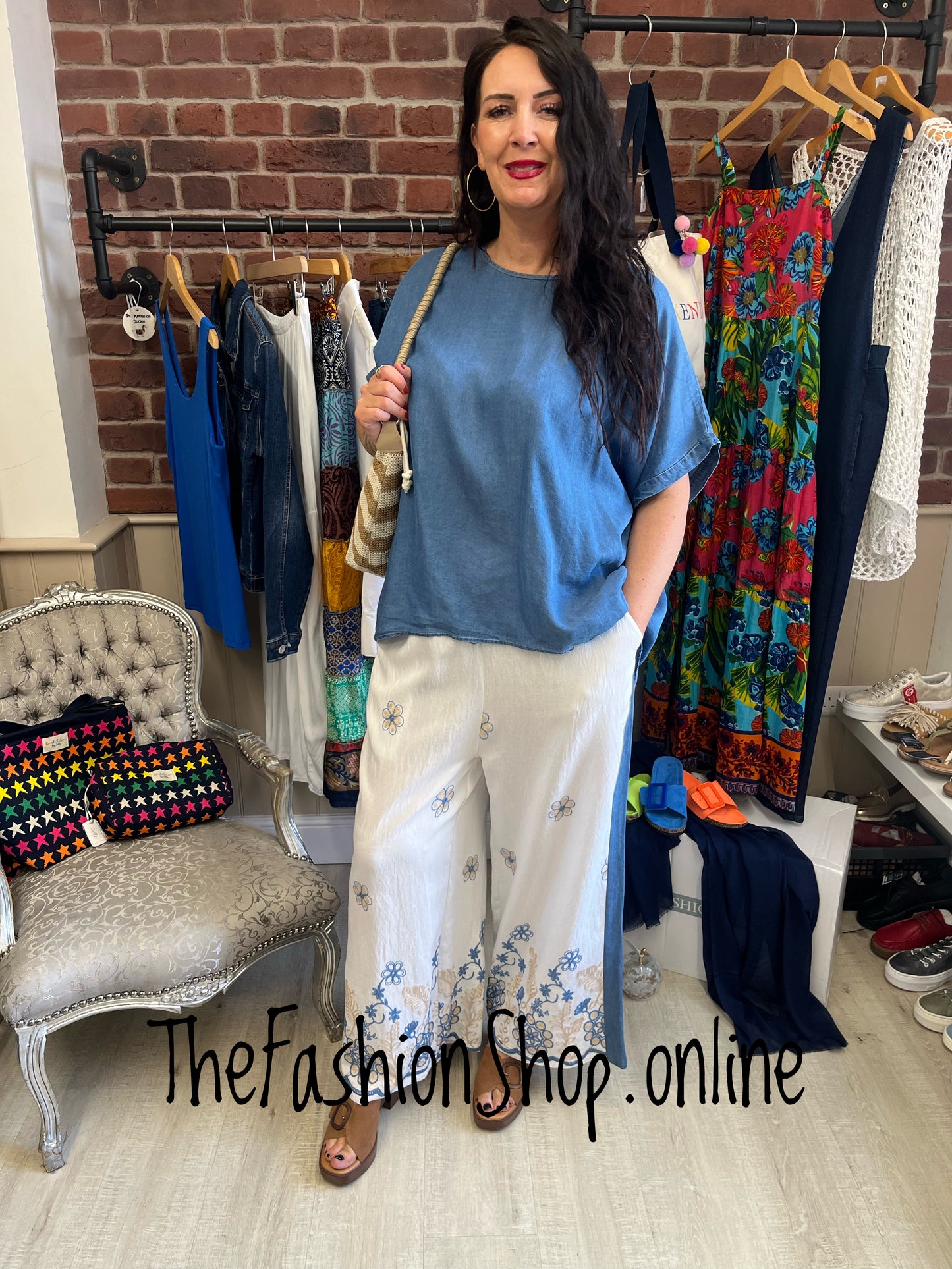 Fly Out embroidered wide leg trousers 10-16
