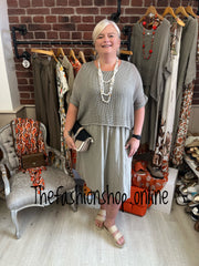 Leah mocha dress with mesh overlay 8-18