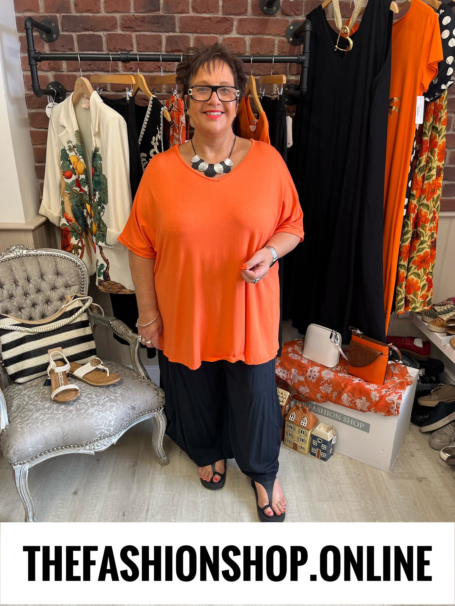 Jolie orange embroidered back top 16-24