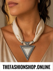 Tri Luxe Pendant in Cafe Au Lait with Satin scarf